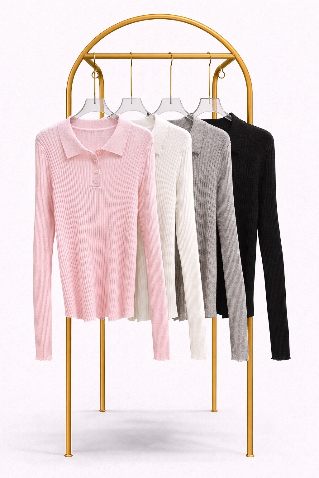 Трикотажная кофта с воротником поло