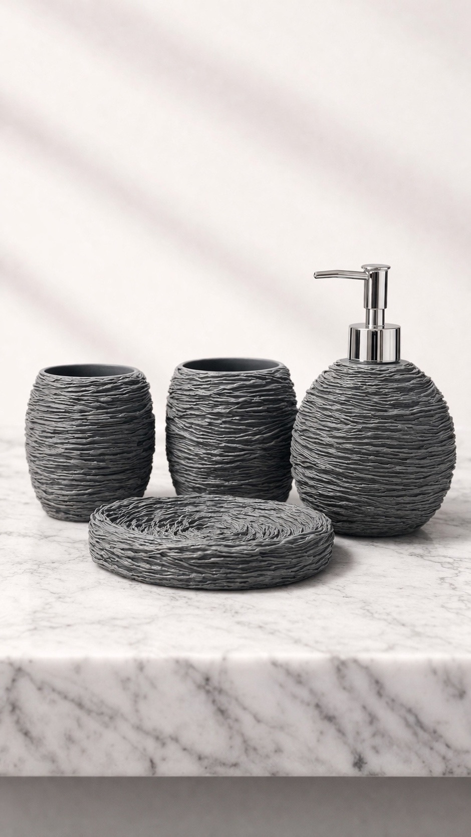 Набор аксессуаров для ванной (серый, фактурный)