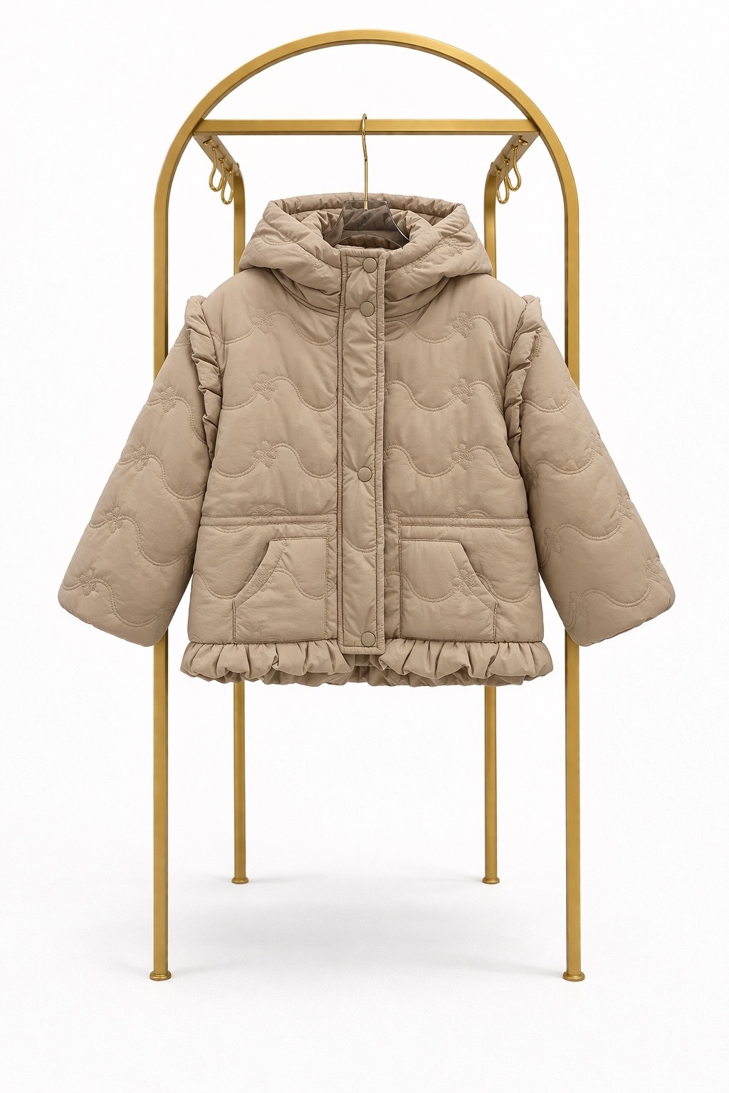 Куртка для девочки бежевая и белая