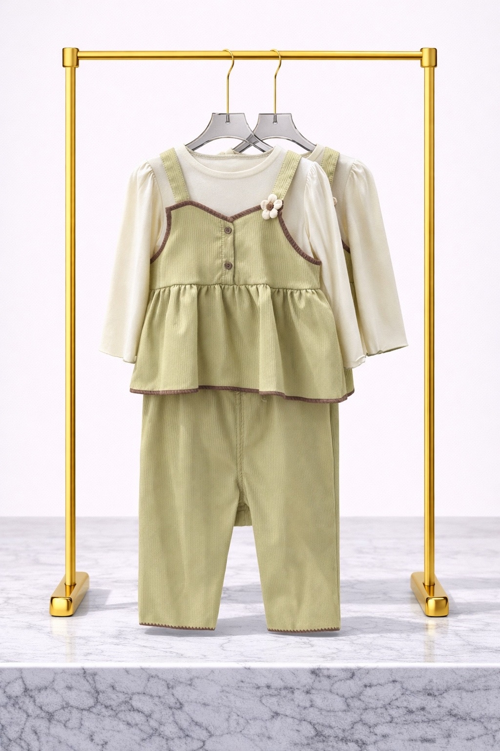 Детский комплект с сарафаном (фисташковый)