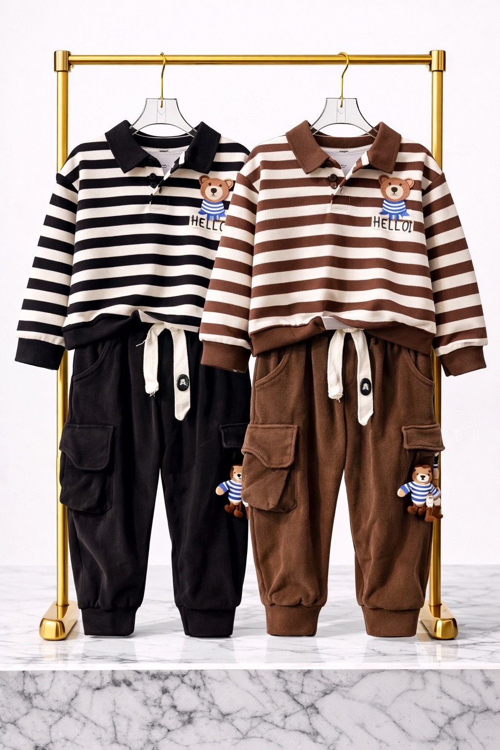 Детский костюм с принтом (чёрный / коричневый)