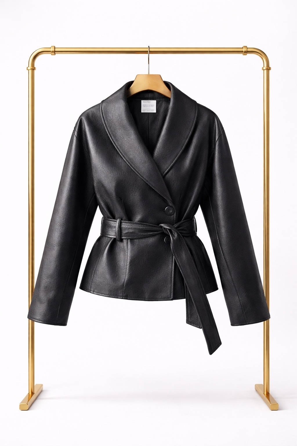 Кожаная куртка с поясом (чёрная)