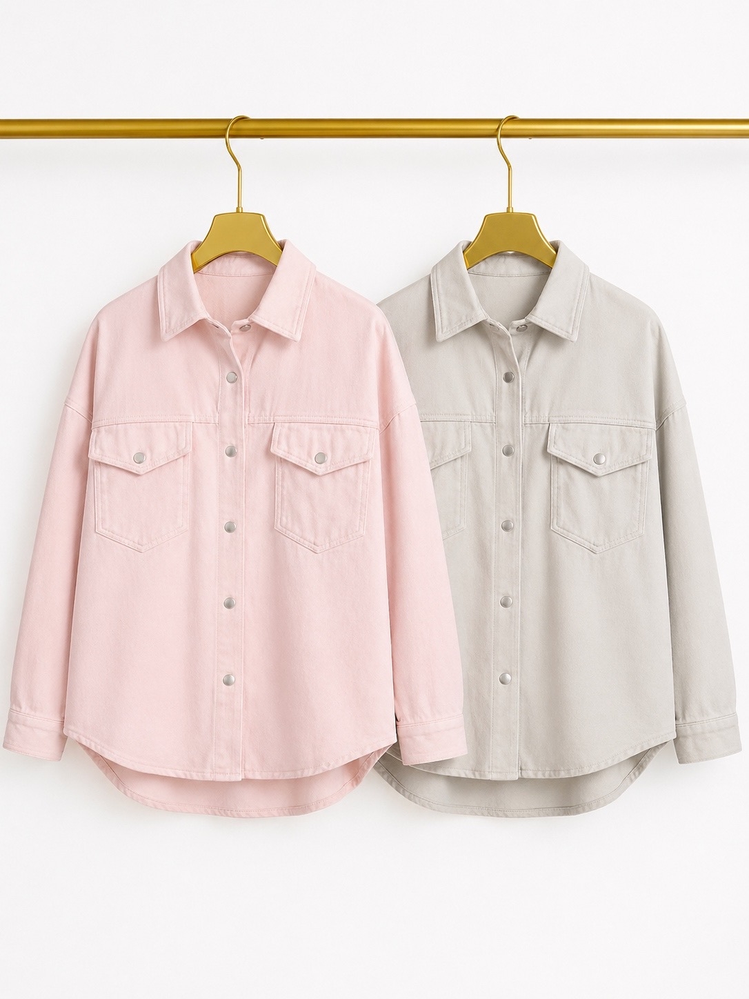 Джинсовые рубашки (розовая и серая)