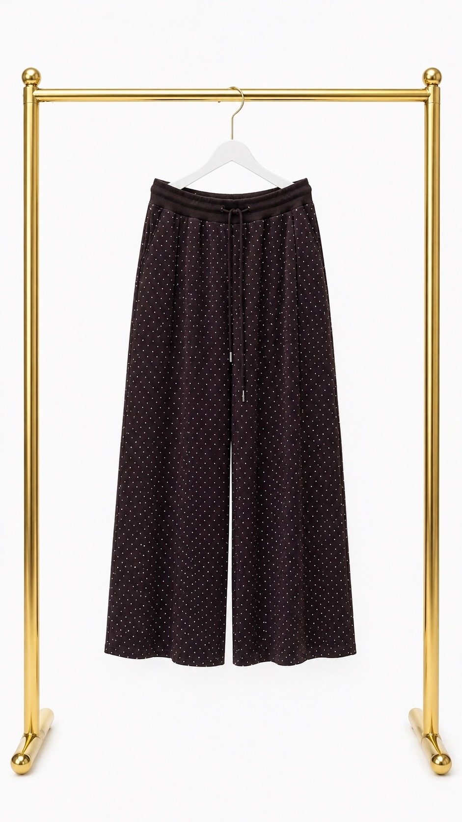 Коричневые брюки со стразами