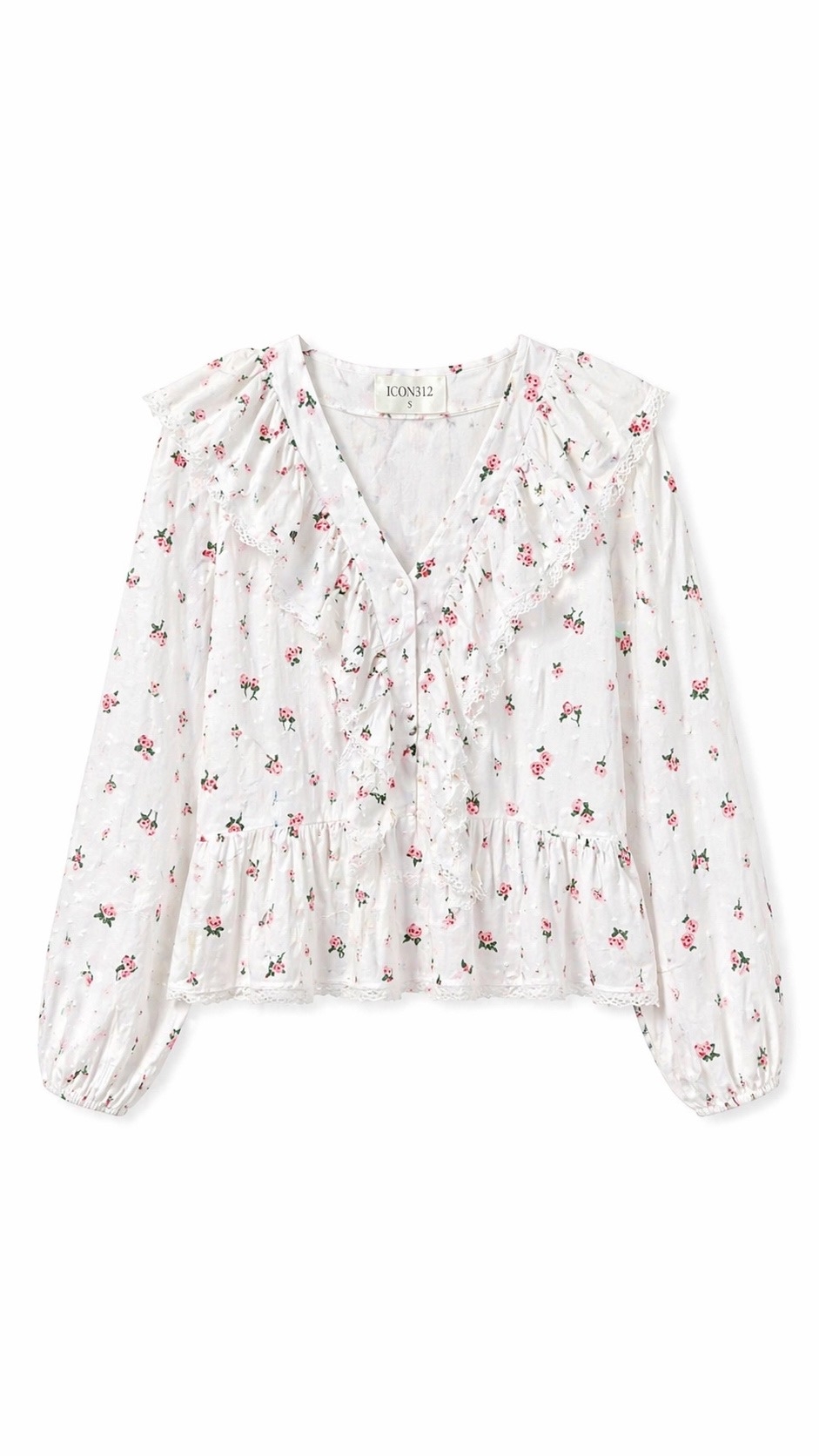 Блуза с цветочным принтом и рюшами