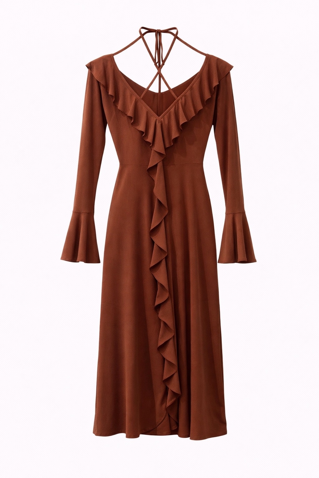 Платье с воланами (терракотовое)