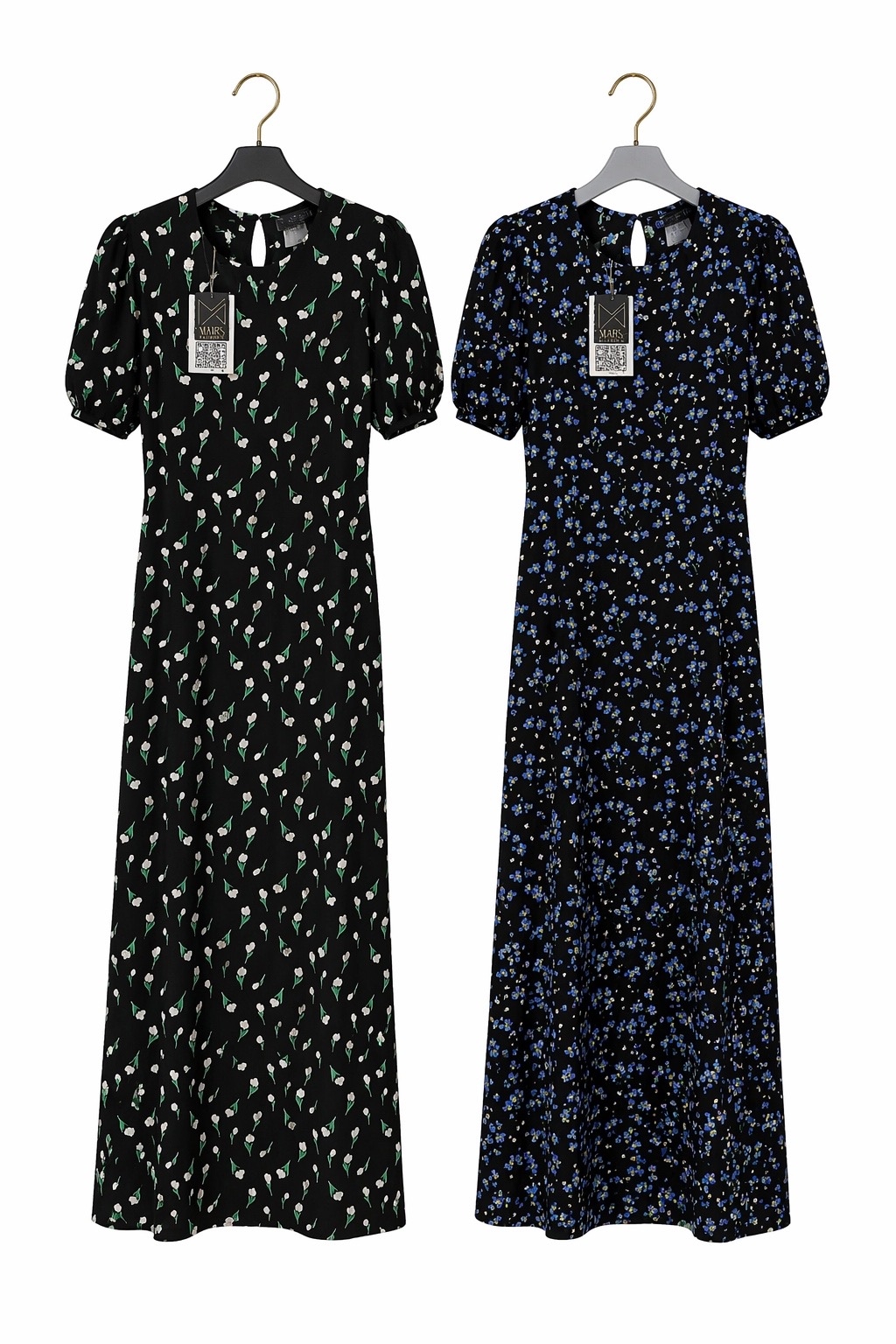 Платья с принтом в цветочек (чёрные)