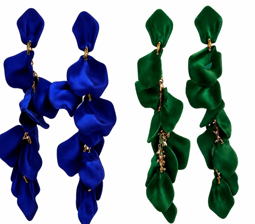 Серьги Petal Cascade Blue / Green